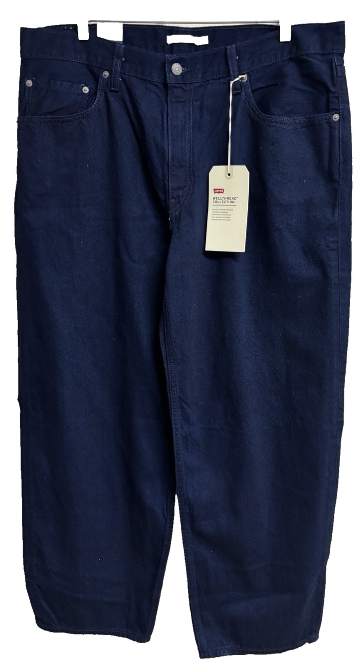Levi’s Mens Baggy Dad Denim Jeans Size 33 Dark Wash Cotton Mid Rise Straight New - Picture 1 of 8